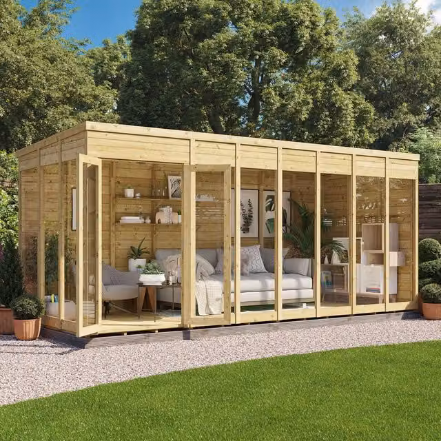 BillyOh Pent Tongue and Groove Summerhouse in Brown with Window