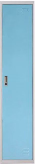 FORGEVIO Lockable 1 Door Metal Locker Cabinet in Matt Blue, H 180 x W 38 x D 42 cm – 1