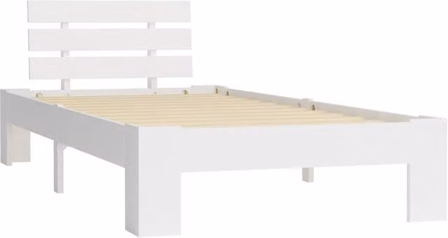 Berkfield Home Modern White Solid Pine Wood Bed Frame W: 90 cm, D: 200 cm, H: 66 cm