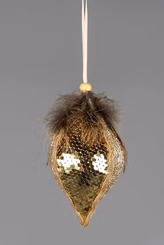 Shatchi Gold Abstract Teardrop Bauble Hanging Christmas Decoration, 14 cm – 2