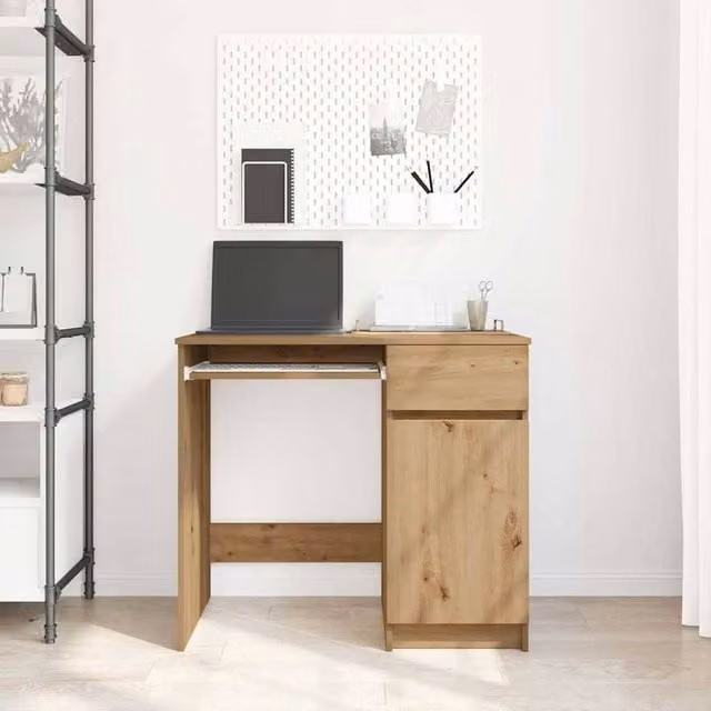 Berkfield Home Artisan Oak Writing Desk in Brown, W/D/H: 86 x 49 x 76 cm – 1