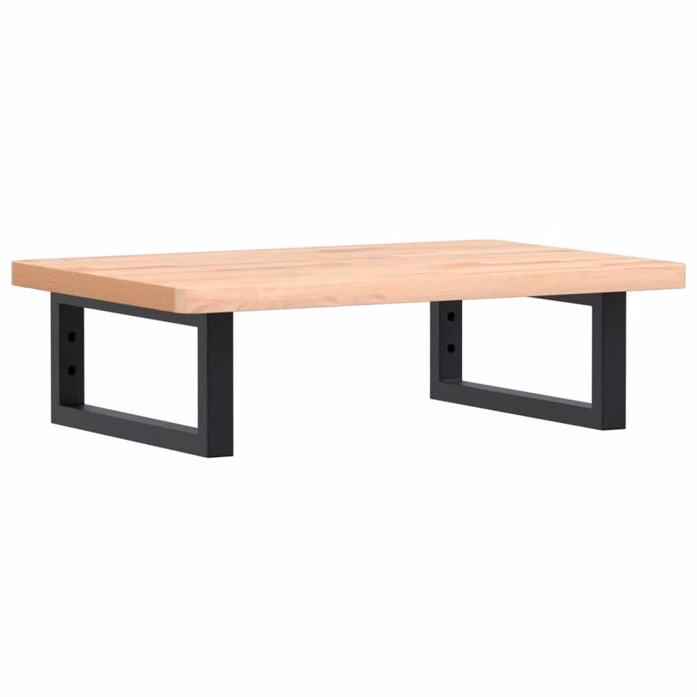 Berkfield Home Elegant Wall Mounted Basin Shelf in Light Tan Beech Wood and Steel W/D/H: 40 x 40 x 17.5 cm