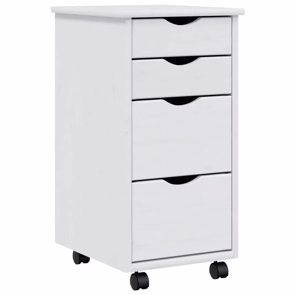 Berkfield Home MOSS Rolling Cabinet with Drawers in White Solid Pine Wood – 2