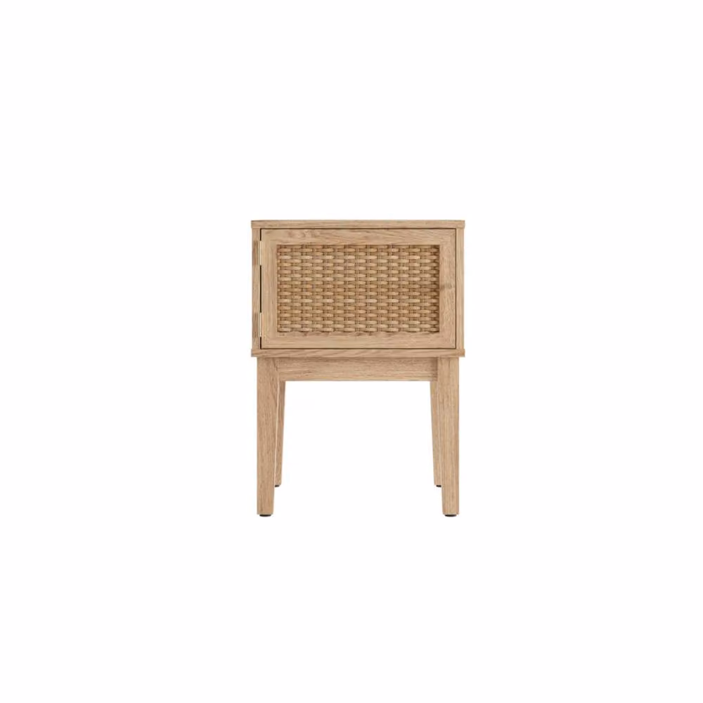 Wyld Haus Waterford Oak and Rattan Bedside Table with 1 Door in Natural Sand – 2