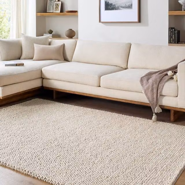 Livabliss Hazar Hand Woven Wool Living Room Rug in Beige, W: 185 cm, D: 275 cm