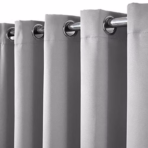 OHS Pair of Plain Thermal Blackout Eyelet Curtains in Silver Grey, Width: 167 cm, Drop: 228 cm – 3