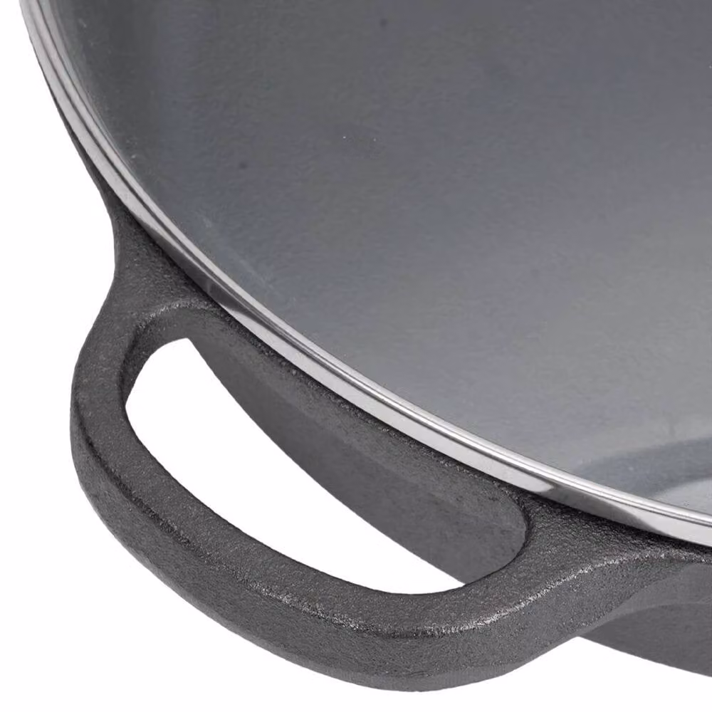PAWNORA Pre-Seasoned Cast Iron Frying Pan Skillet Griddle in Black, 22 cm – 5