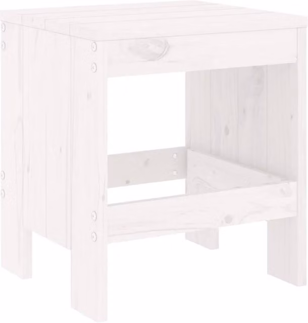 Berkfield Home Set of 2 White Garden Stools in Solid Pine Wood, W/D/H: 40 x 36 x 45 cm