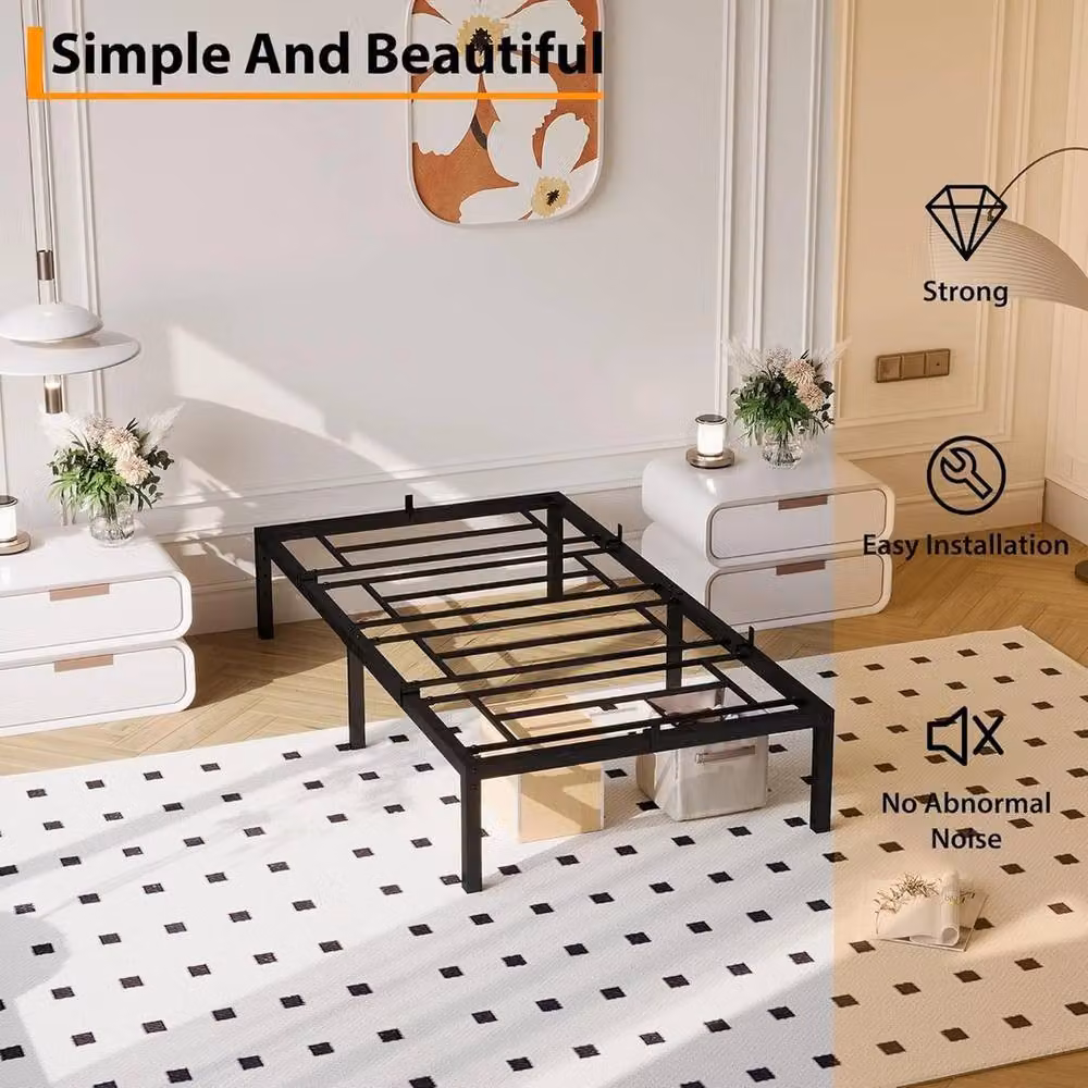 VOGREX Single Metal Bed Frame, Black, W/D/H: 90 x 190 cm – 6