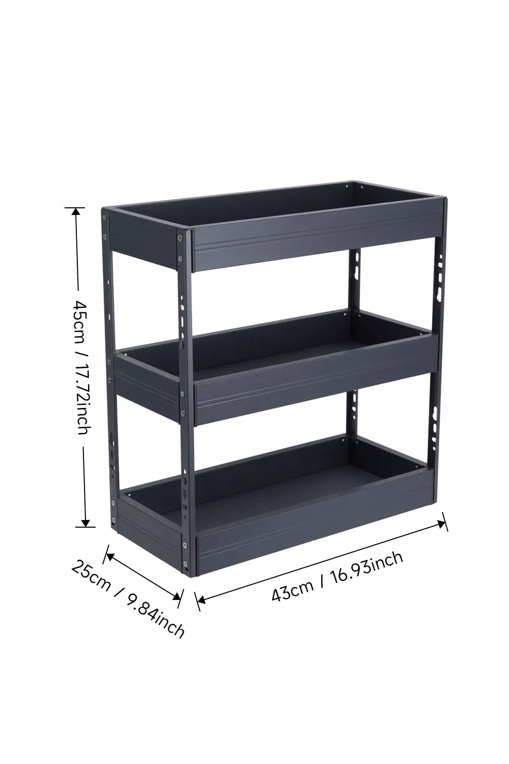Living and Home 3-Tier Pull Out Kitchen Cabinet Shelf in Matt Black Metal – 5