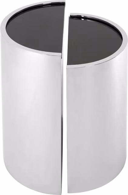 Orsina Set of 2 Modern Nested End Tables with Black Glass Tops and Silver Metal Frames