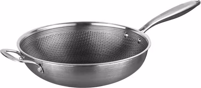 Prochef HexGuard Non-Stick Tri-Ply Stainless Steel Wok, Silver, Diameter: 30 cm, Height: 9 cm – 1