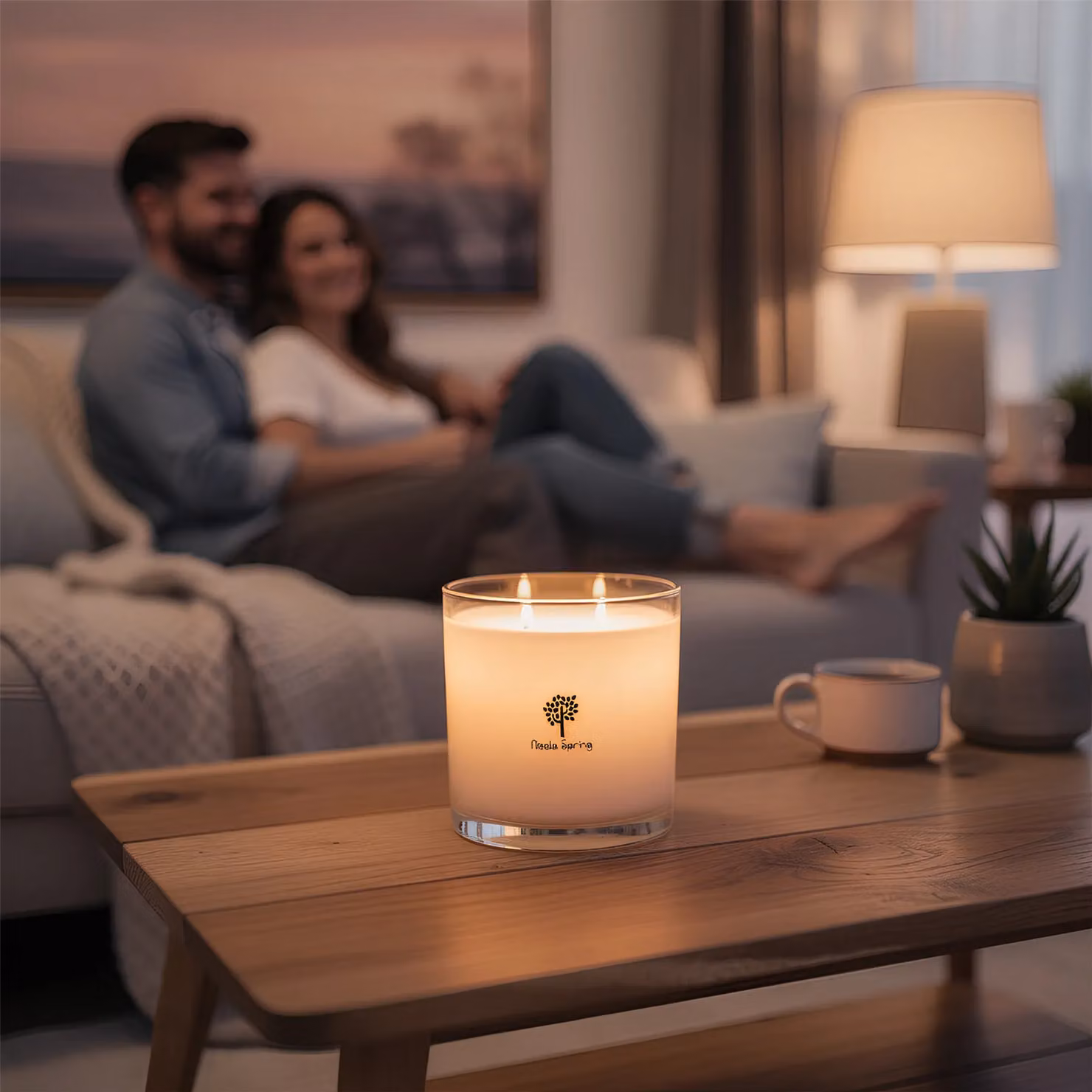 Nicola Spring Vanilla Sands Soy Wax Scented Candle, 400g, White and Sand Gourmand Fragrance in a Transparent Glass Jar – 7