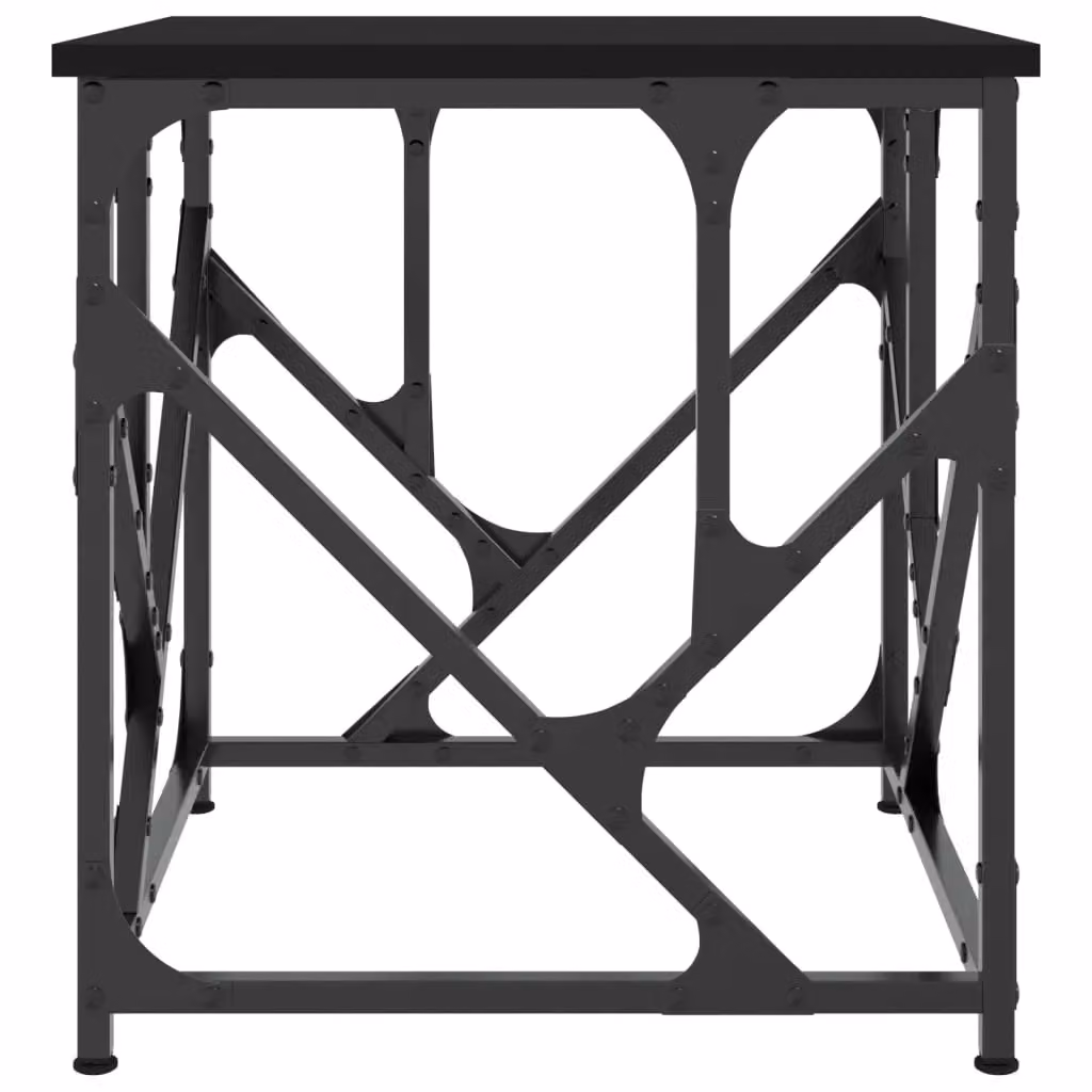 Berkfield Home Black Square Coffee Table with X-Frame Design, W/D/H: 45 x 45 x 47.5 cm – 4