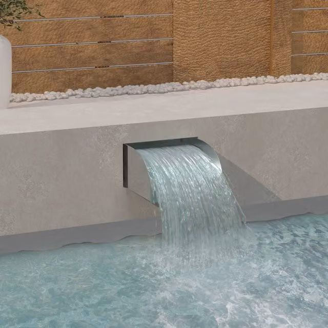 Berkfield Home Waterfall Cascade in Silver Stainless Steel, W/D/H: 30 x 34 x 14 cm