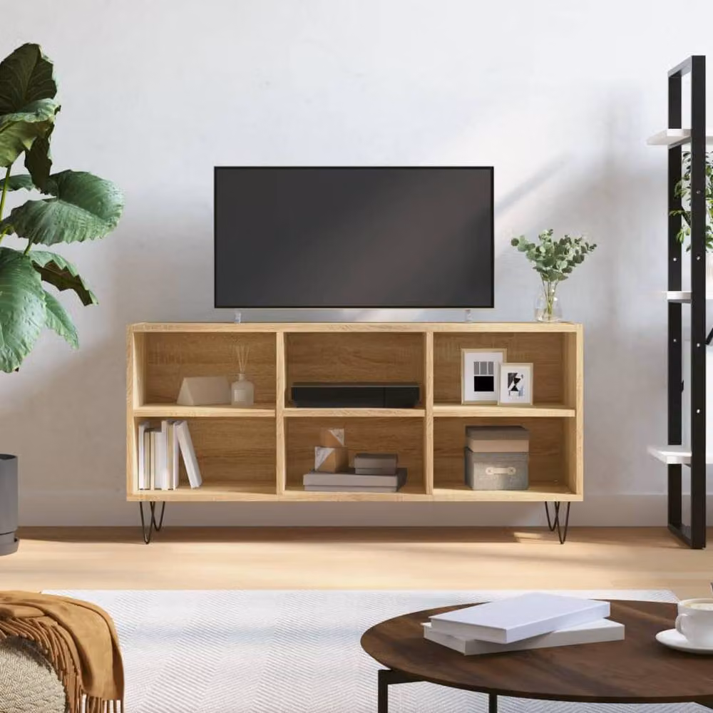Berkfield Home TV Cabinet in Sonoma Oak, Light Tan, W: 103.5 cm, D: 30 cm, H: 50 cm – 2