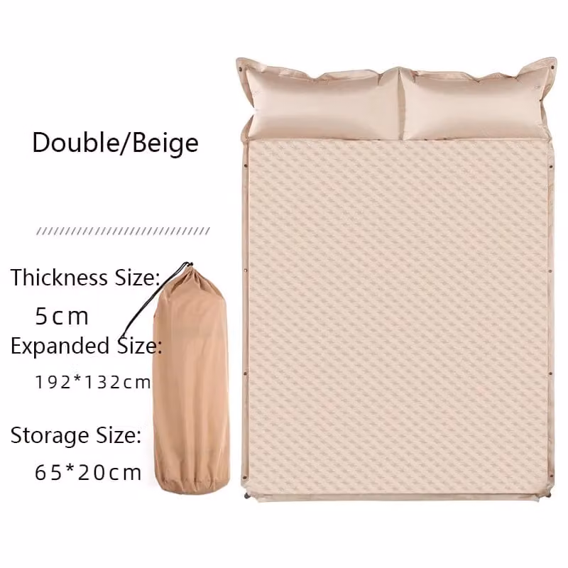 Leaper Self Inflating Thickened Moisture Proof Double Mattress in Beige, W: 140 cm, L: 200 cm