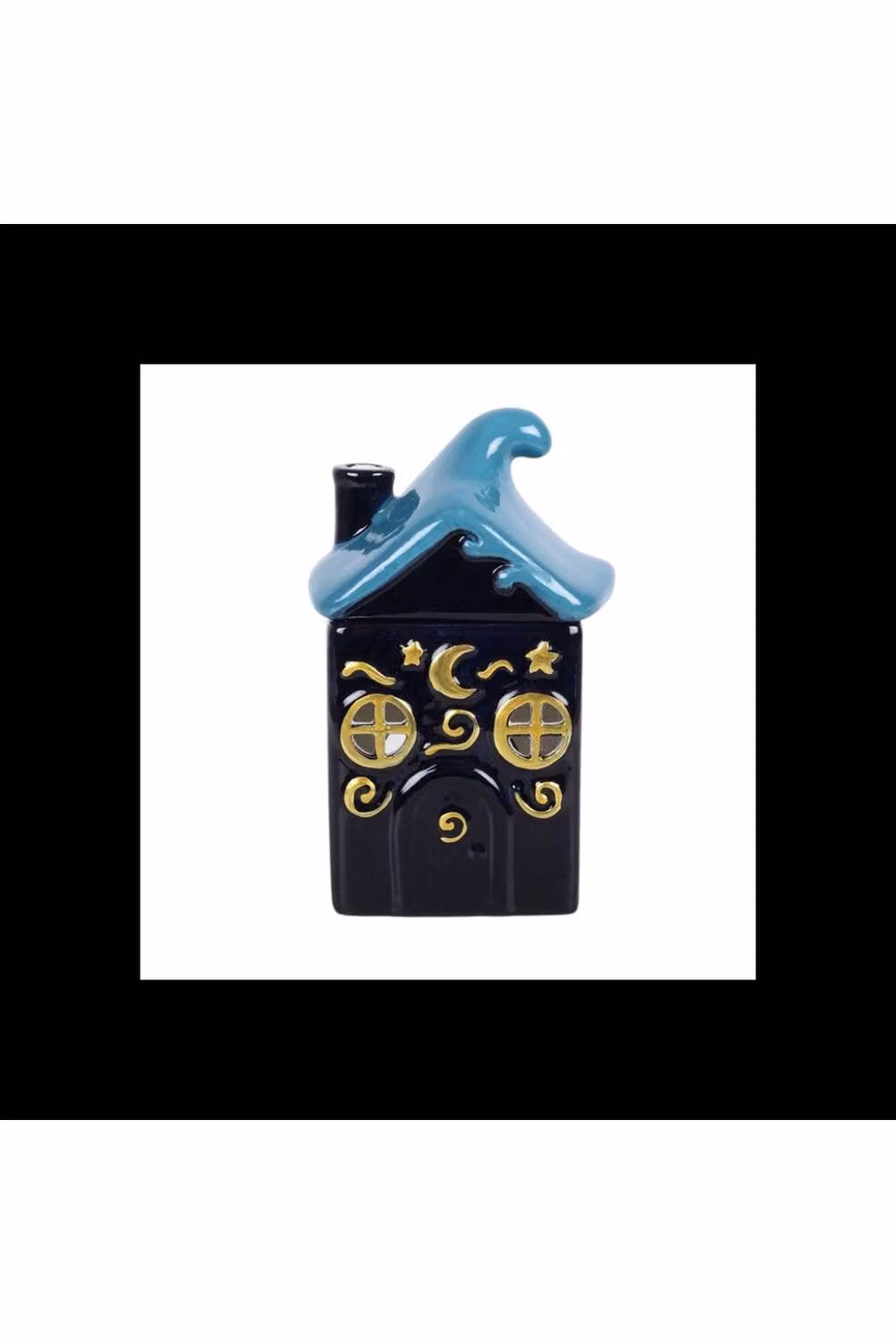 KDMD Moonwave Cottage Oil Burner Blue and Gold Ceramic Wax Warmer – 2