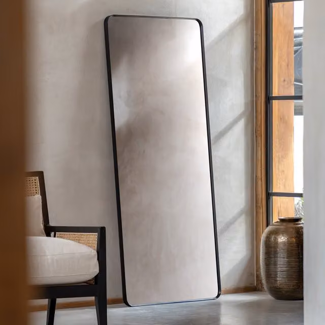 Perch & Parrow Minimalist Rectangular Freestanding Leaner Mirror in Black W/H: 70 x 170 cm – 2