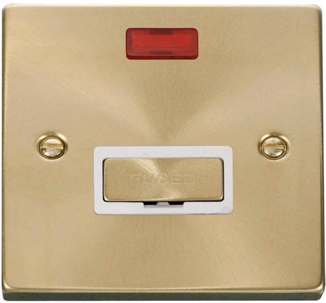 SE HOME Satin Brushed Brass 13A Fused Ingot Connection Unit with Neon, White and Gold