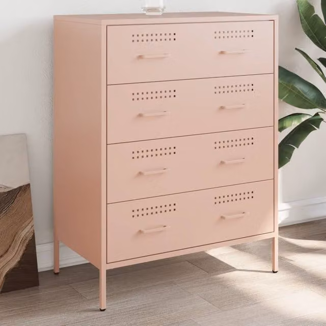 Berkfield Home Pink Metal Industrial Sideboard, W: 68 cm, D: 39 cm, H: 89 cm