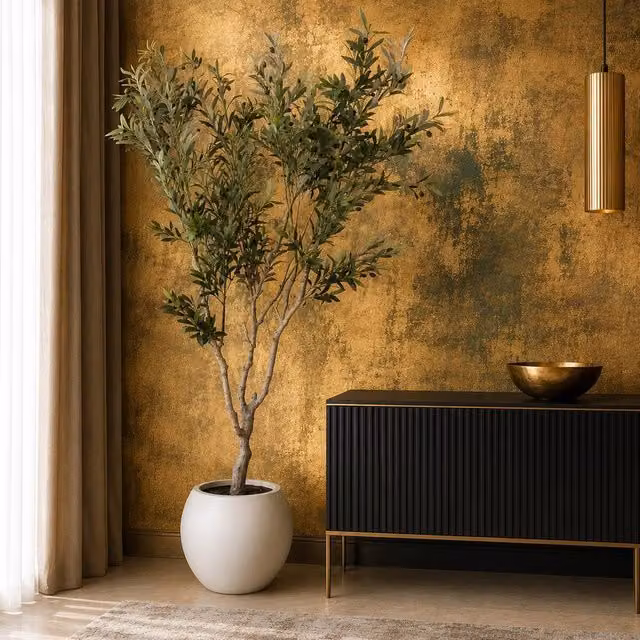 Leaf 200cm XXL Premium Artificial Mediterranean Olive Tree in Green with Decorative Planter – 1