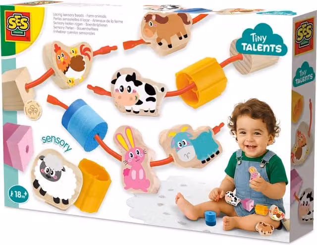 SES Creative Multicolour Animal Jewellery Threading Set with Wood, Plastic and Foam Pieces
