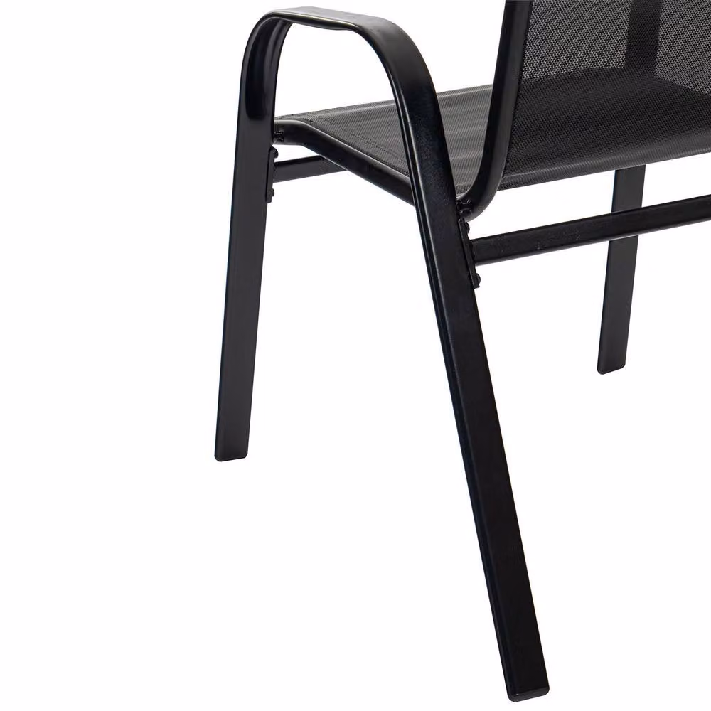 Harbour Housewares Pack of 4 Texteline Canvas Garden Chairs in Black – 4