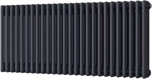 UK Radiators Alpha 3 Column Horizontal Traditional Cast-Iron Style Radiator in Anthracite Grey with Feet