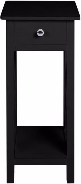 KORVIXA Modern Square Bedside Cabinet with Drawer in Black W/D/H: 100 x 100 x 100 cm – 1