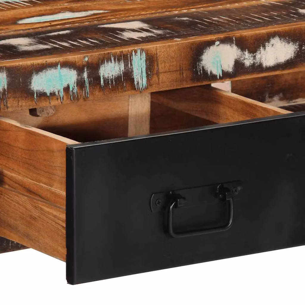 Berkfield Home Multicolour Reclaimed Solid Wood Console Table, W/D/H: 100 x 35 x 75 cm – 5