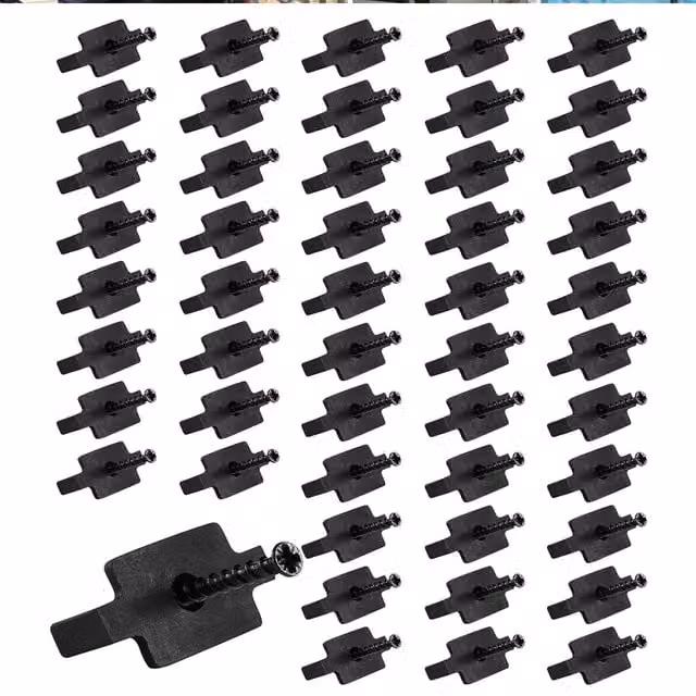 HYGRAD 50 Pack Black Composite Decking Clips with 6mm Stainless Steel Screws – 1