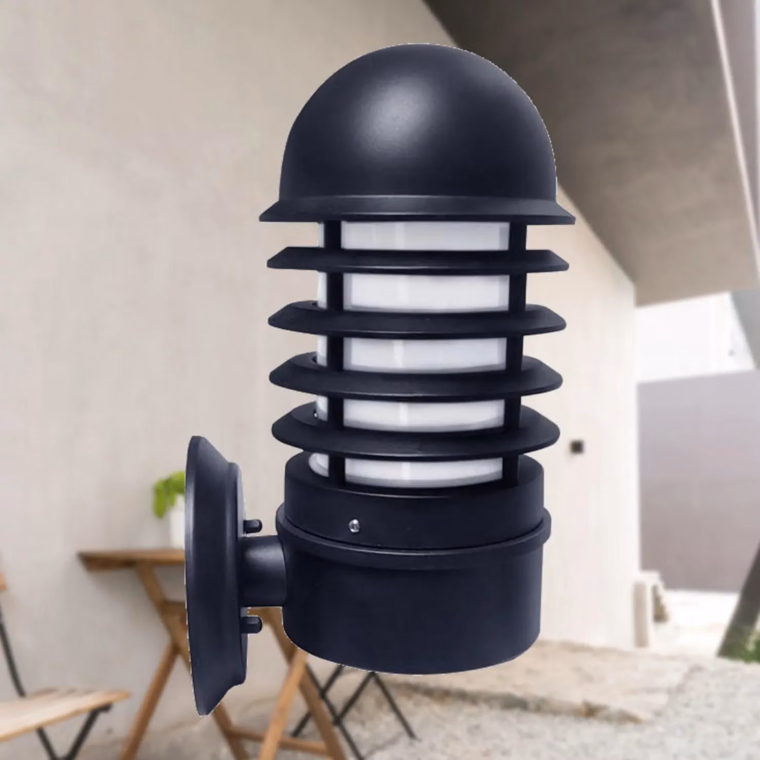 First Choice Lighting Mason Set of 4 Black Louvred Outdoor Wall Lights – 4