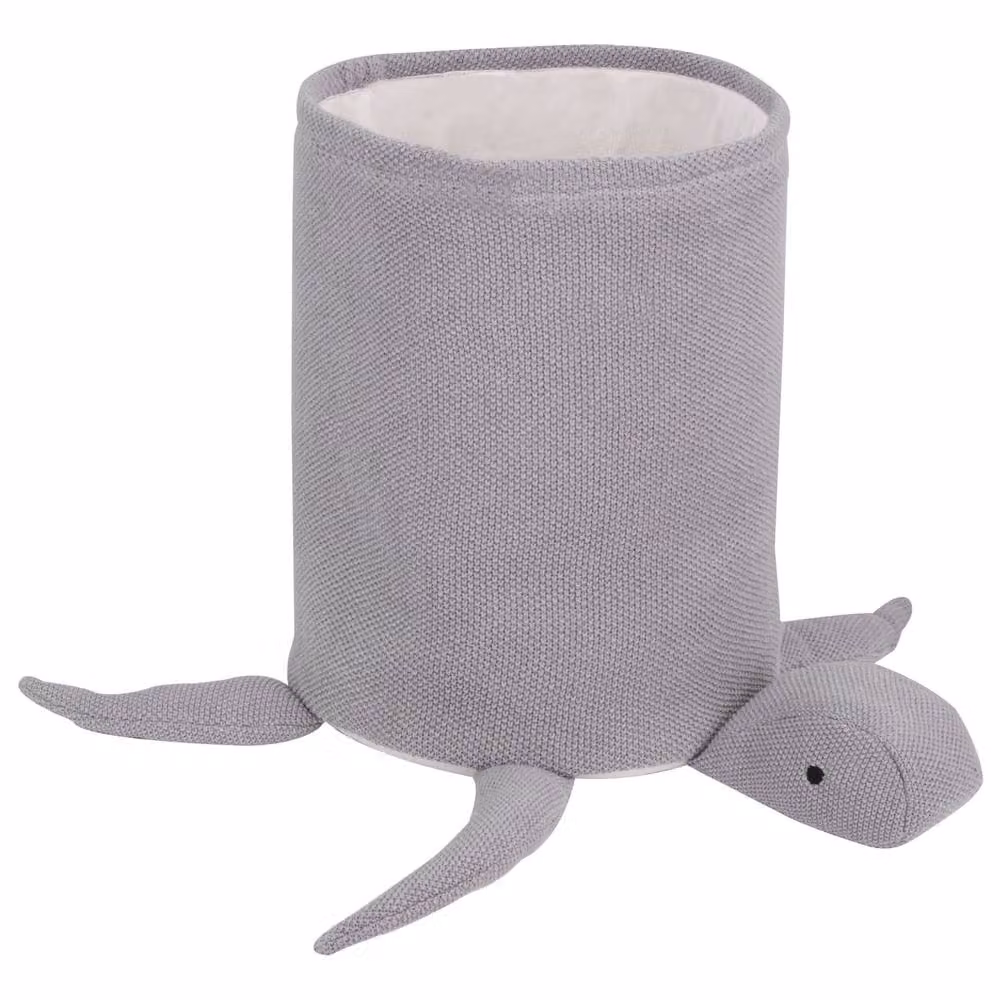 Wyld and Coco Grey Cotton Turtle Knit Open Weave Toy Storage Basket for Children W/D/H: 40 x 35 cm – 2