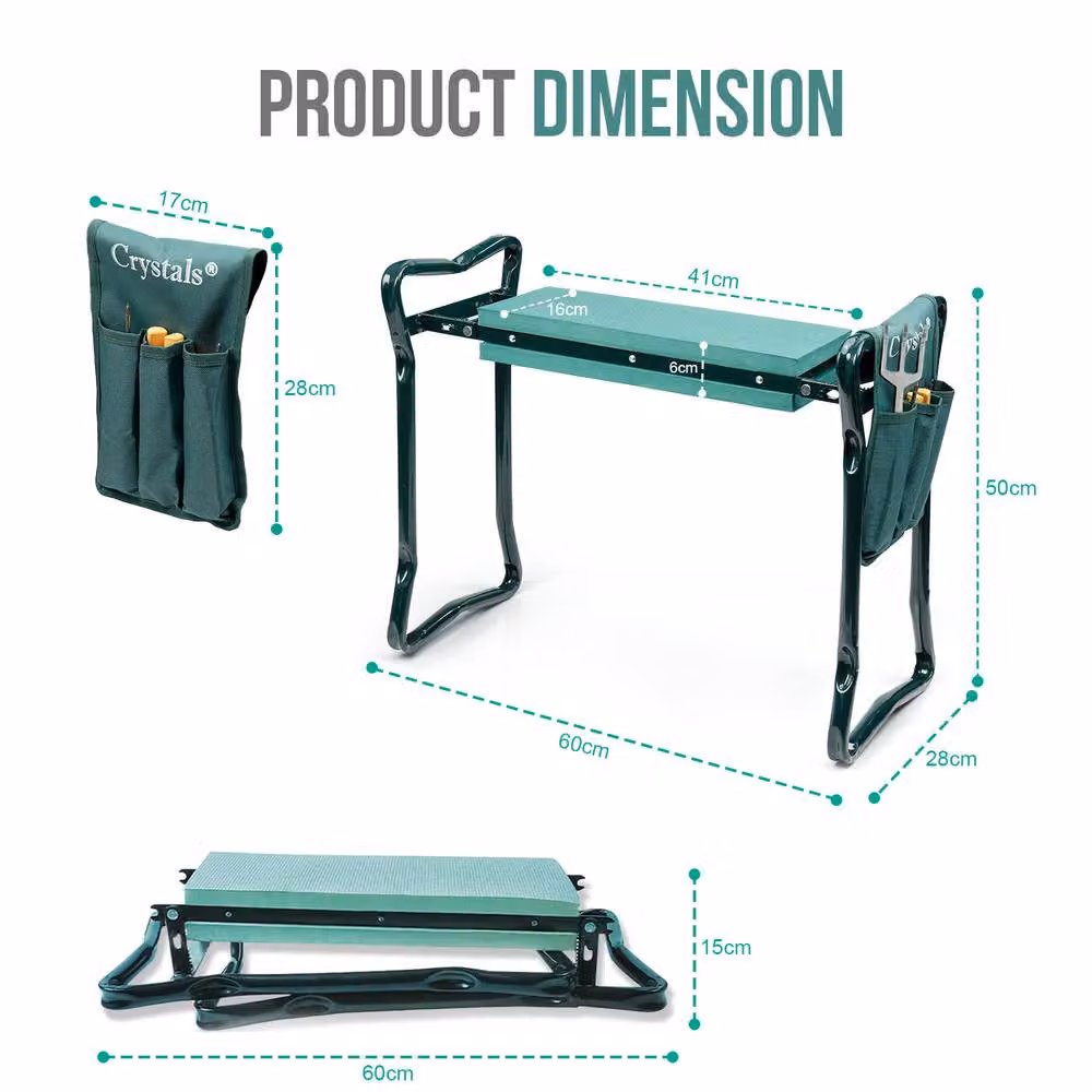 Crystals Portable Foldable Gardening Kneeler Pad in Dark Green – 2