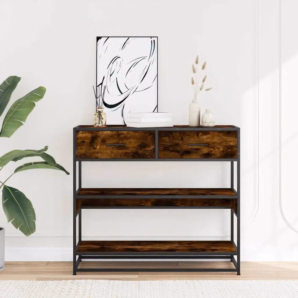 Berkfield Home Console Table in Smoked Oak Brown, W/D/H: 90 x 35 x 80 cm – 3