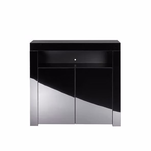 MMT Furniture Designs Ltd Moderna High Gloss Black Buffet Sideboard with Integrated LED Lighting, W: 90 cm – 8
