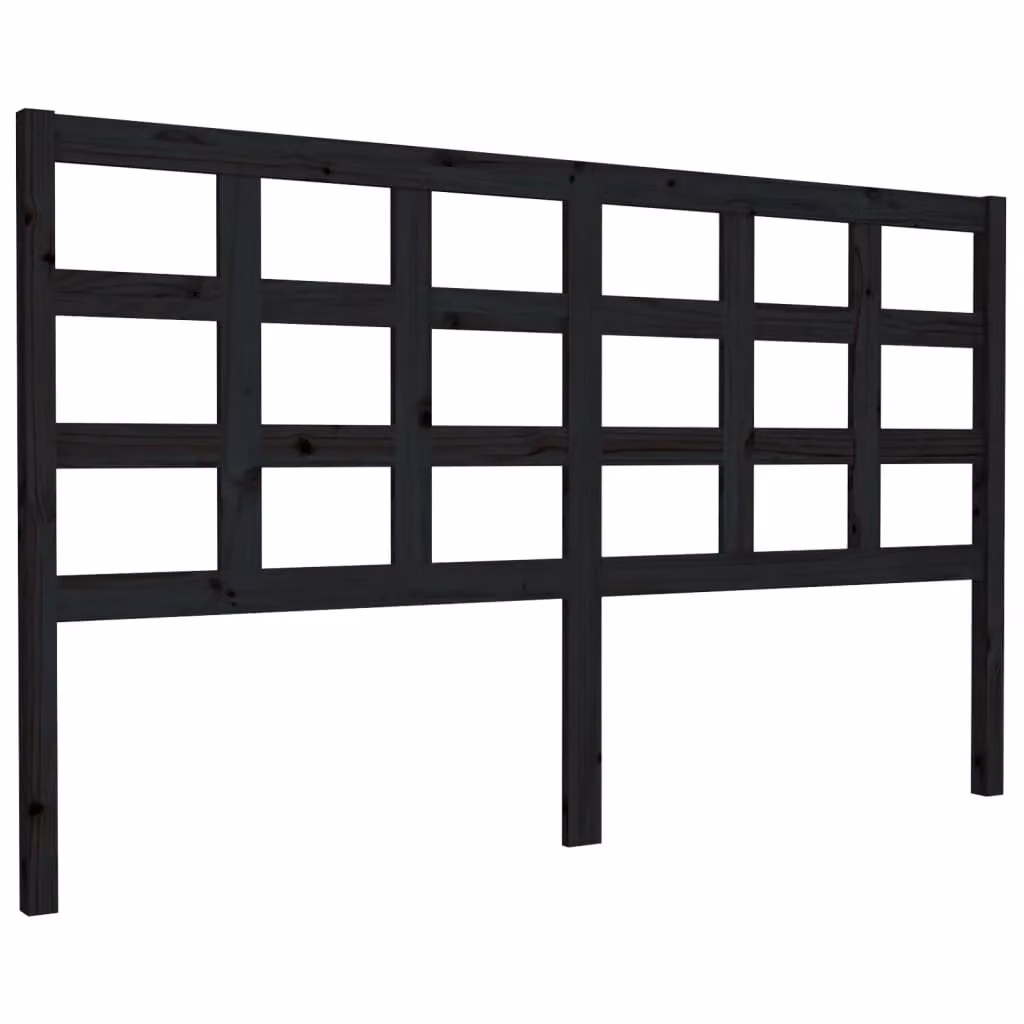 Berkfield Home Black Solid Pine Wood Bed Headboard W: 165.5 cm, D: 4 cm, H: 100 cm – 2