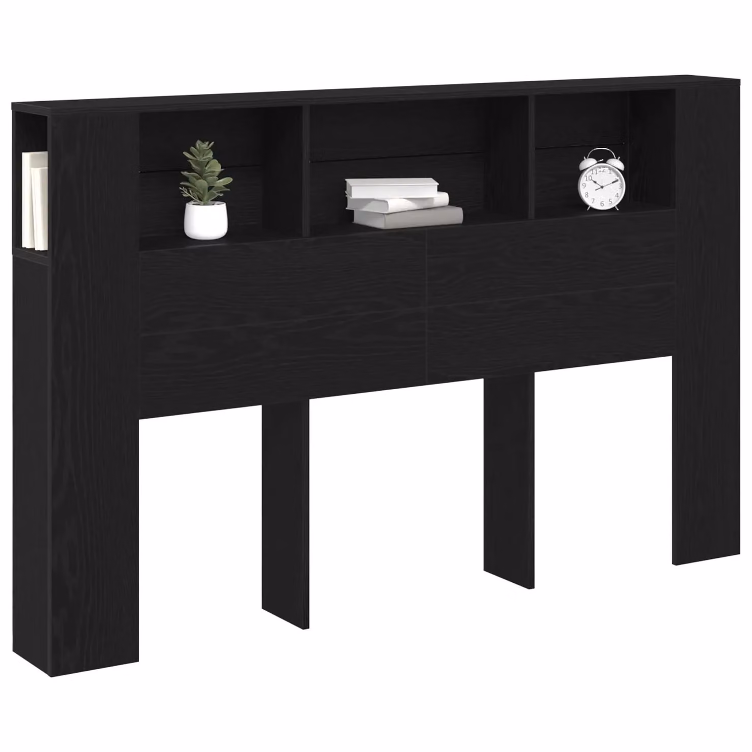 Berkfield Home Black Oak Headboard Cabinet with Integrated Shelf, W: 160 cm, D: 19 cm, H: 104.5 cm – 1