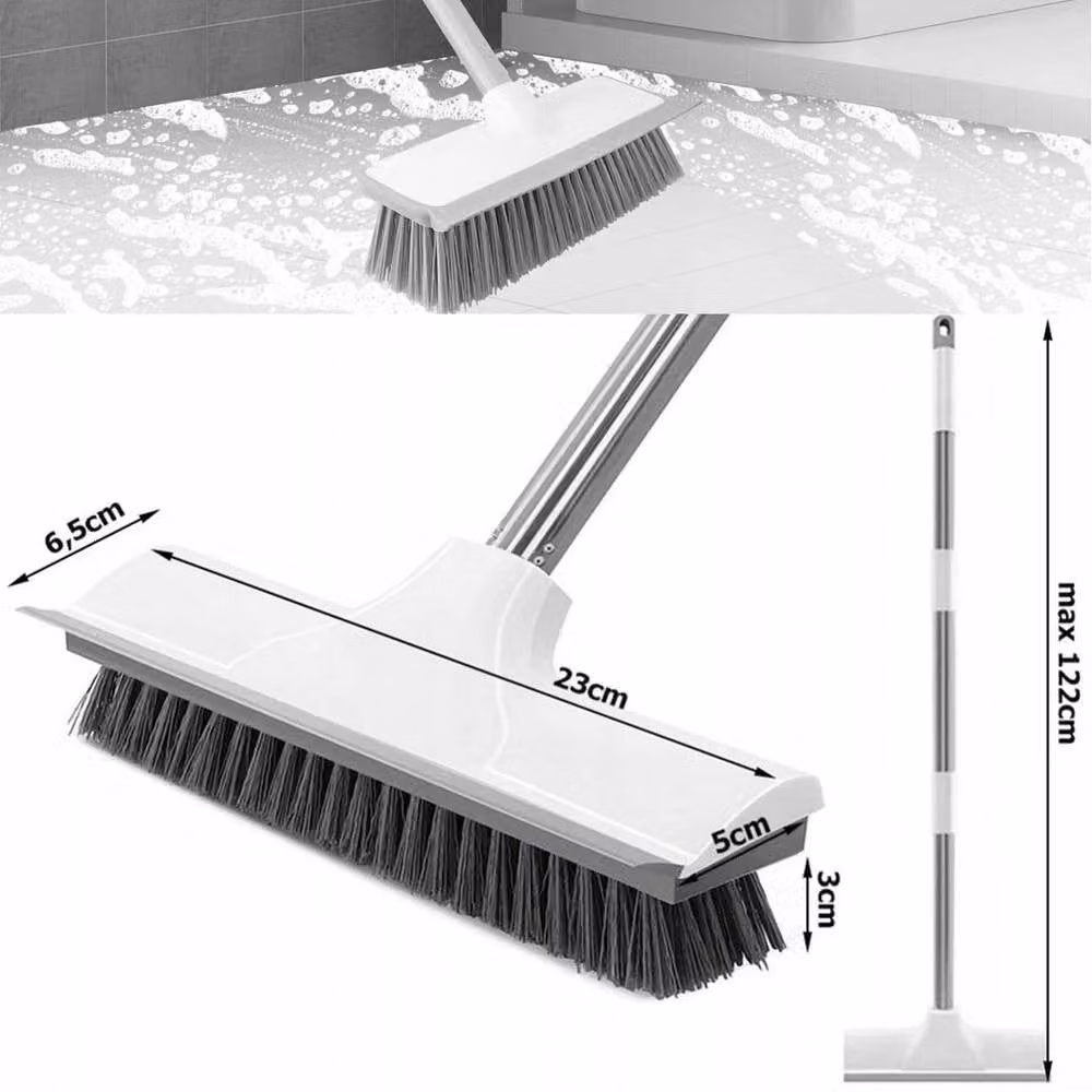 EONLION 2 in 1 Floor Scrubbing Brush with Scraper and Telescopic Handle, White – 2