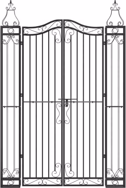 Berkfield Home Elegant Black Wrought Iron Garden Gate, W: 121 cm, D: 8 cm, H: 180 cm