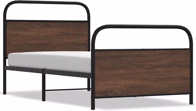 Berkfield Home Single Bed Frame in Brown Oak, W/D/H: 90 x 190 cm