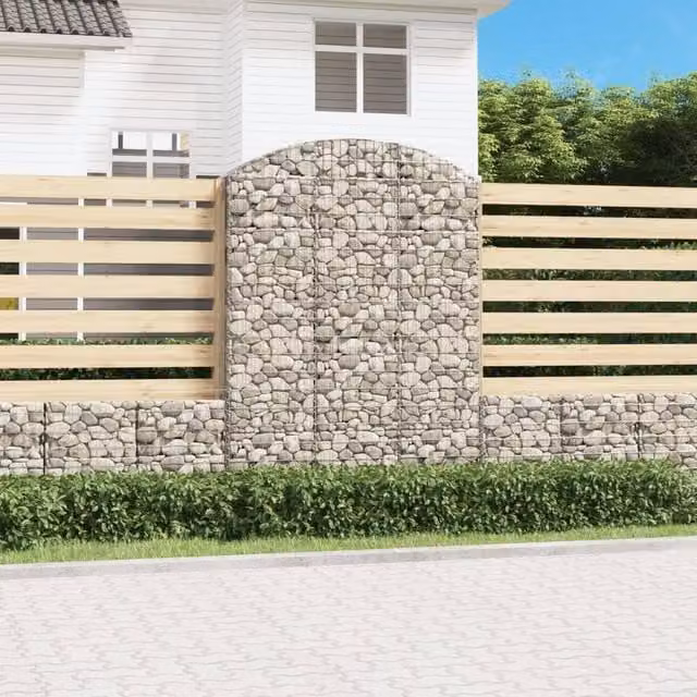Berkfield Home Arched Gabion Basket in Silver Galvanised Steel, W/D/H: 150 x 30 x 200 cm – 1