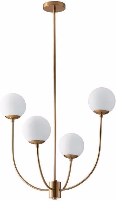 Netlighting Themys 4 Light Globe Ceiling Pendant in Gold and Brass with White Opal Glass and E14 Sockets