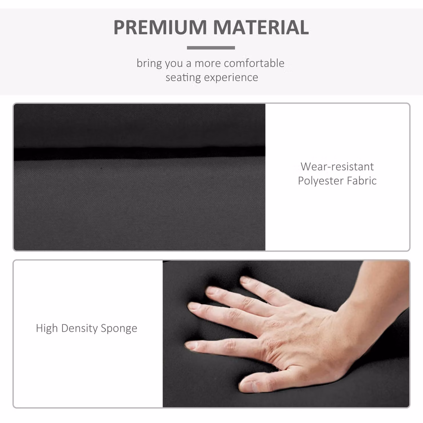 Outsunny Set of 2 Black Replacement Outdoor Seat Cushions for Rattan Furniture, W: 196 cm, D: 55 cm – 3
