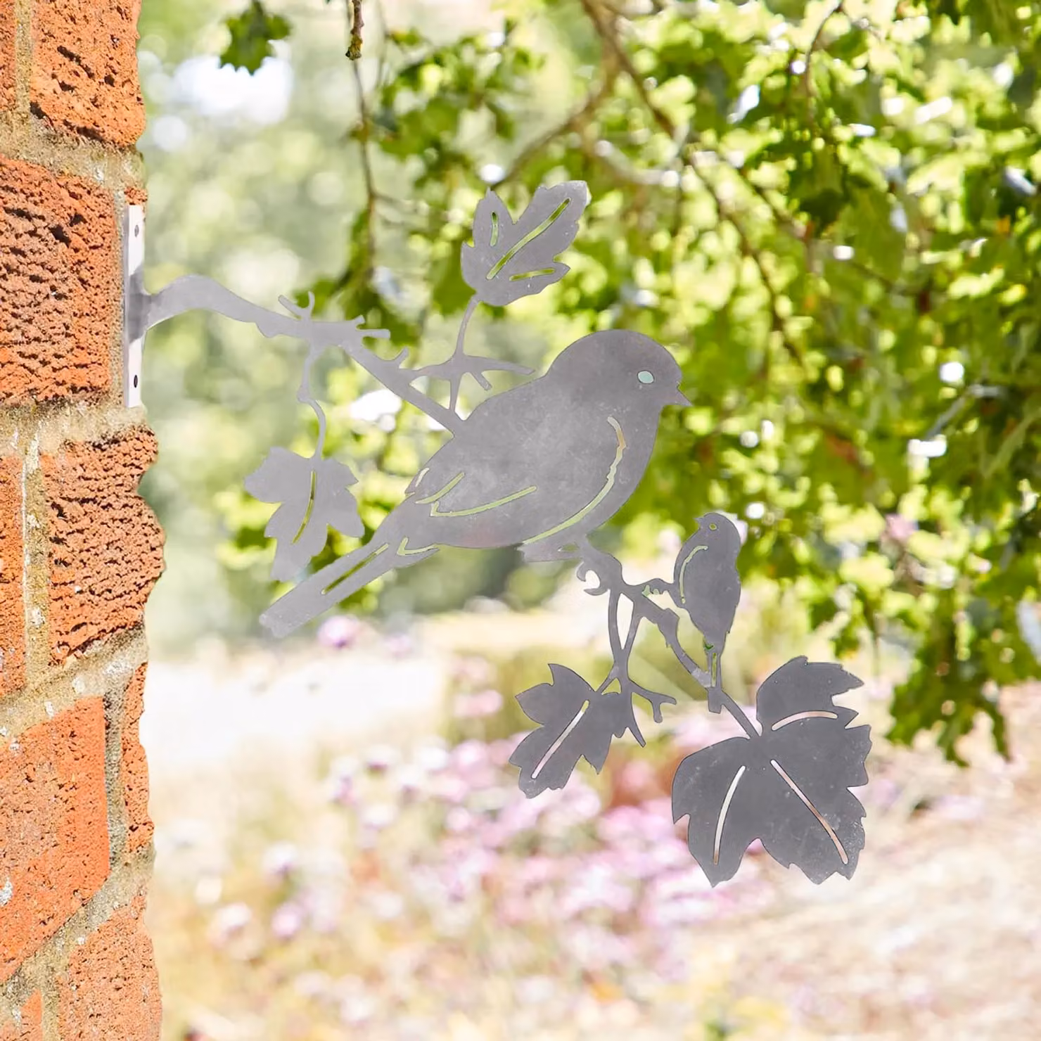 Paper High Silver Bird Silhouette Metal Garden Art Sculpture – 3