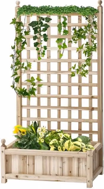 Kelvenix Wooden Raised Garden Bed in Brown W/D/H: 120 x 64 x 28 cm