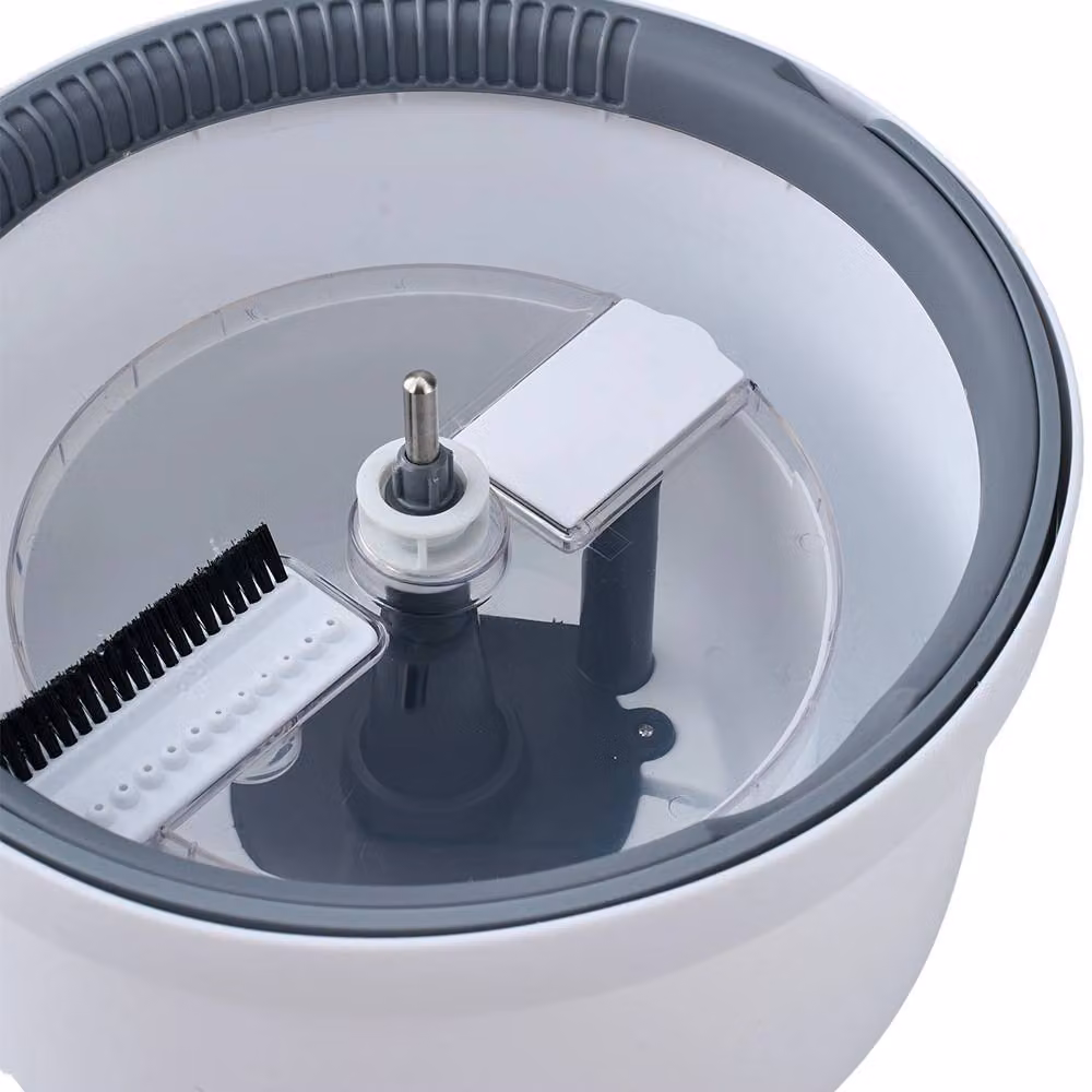 Living and Home 360 Degree Rotating Hands-free Wringing Floor Cleaning Mop and Bucket Set with Microfibre Pads in White – 2