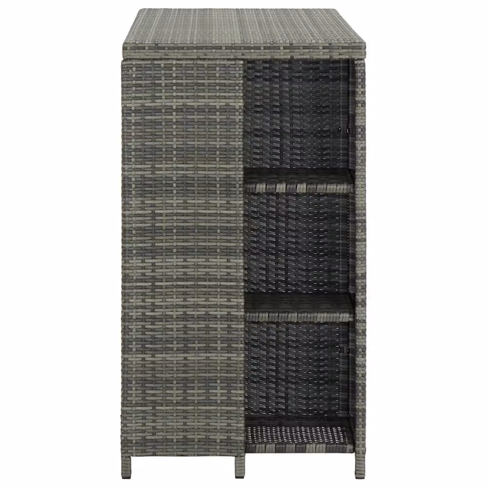 Berkfield Grey Poly Rattan Home Bar Table with Storage Rack, W/D/H: 120 x 60 x 110 cm – 3