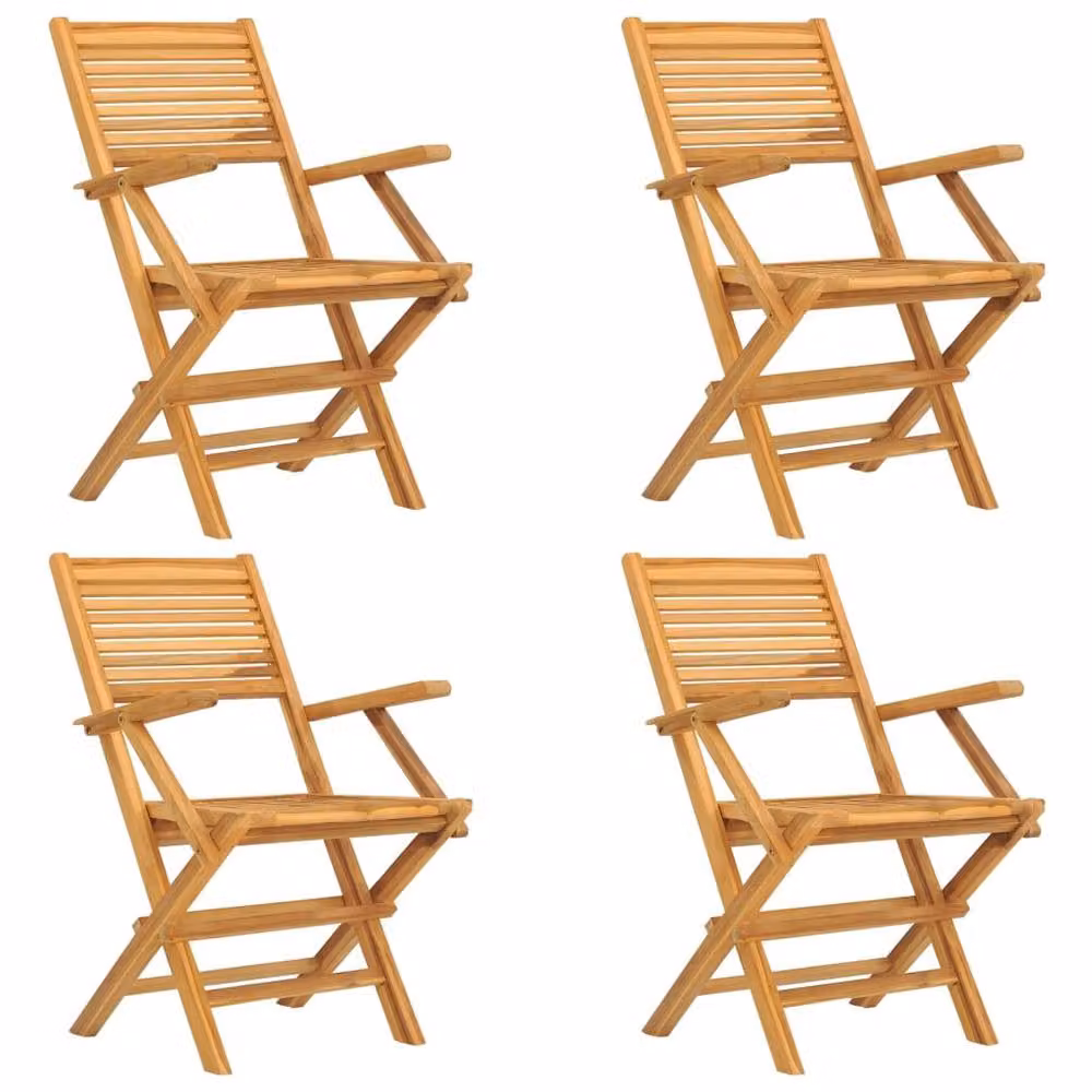 Berkfield Home Set of 4 Folding Garden Chairs in Brown Solid Teak Wood, W/D/H: 55 x 62 x 90 cm – 2